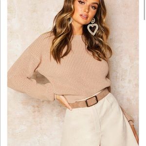 Boohoo tan sweater